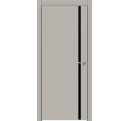Дверь межкомнатная Concept-711 ПВХ Шелл грей, глухая, декор лакобель чёрный, кромка матовый хром, каркасно-щитовая