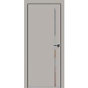 Дверь межкомнатная Concept-711 ПВХ Шелл грей, глухая, декор зеркало, кромка матовая черная, каркасно-щитовая
