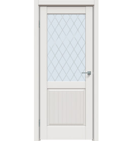 Дверь межкомнатная Concept-672 ПВХ, Белоснежно матовый, остекленная, ромб, царговая