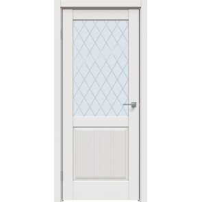 Дверь межкомнатная Concept-672 ПВХ Белоснежно матовый, остекленная, ромб, царговая
