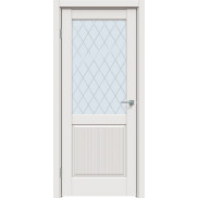 Дверь межкомнатная Concept-672 ПВХ, Белоснежно матовый, остекленная, ромб, царговая