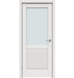 Дверь межкомнатная Concept-672 ПВХ, Белоснежно матовый, остекленная, сатинат белый, царговая