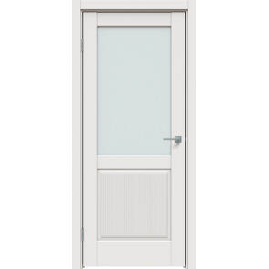 Дверь межкомнатная Concept-672 ПВХ Белоснежно матовый, остекленная, сатинат белый, царговая