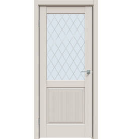 Дверь межкомнатная Concept-672 ПВХ, Лайт грей, остекленная, ромб, царговая