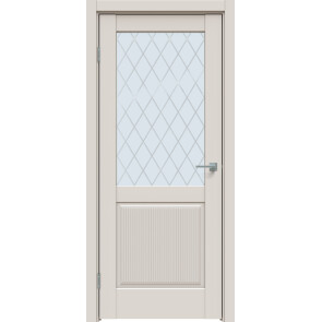 Дверь межкомнатная Concept-672 ПВХ Лайт грей, остекленная, ромб, царговая