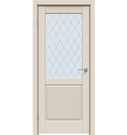 Дверь межкомнатная Concept-672 ПВХ, Магнолия, остекленная, ромб, царговая