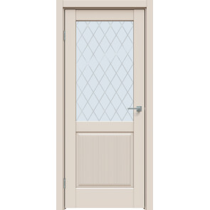 Дверь межкомнатная Concept-672 ПВХ Магнолия, остекленная, ромб, царговая