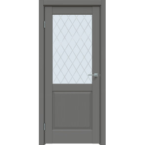 Дверь межкомнатная Concept-672 ПВХ Медиум грей, остекленная, ромб, царговая