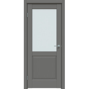 Дверь межкомнатная Concept-672 ПВХ Медиум грей, остекленная, сатинат белый, царговая