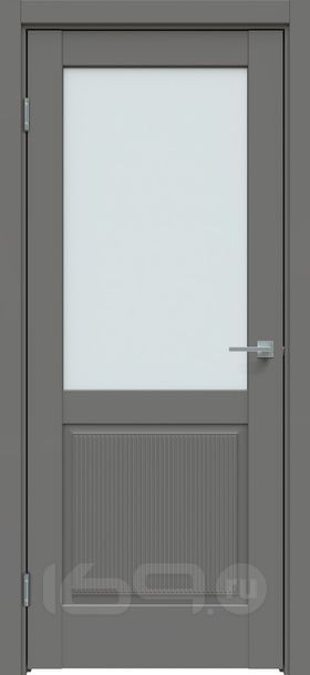Дверь межкомнатная Concept-672 ПВХ Медиум грей, остекленная, сатинат белый, без кромки, царговая