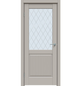 Дверь межкомнатная Concept-672 ПВХ, Шелл грей, остекленная, ромб, царговая