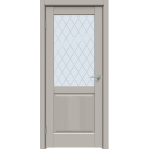 Дверь межкомнатная Concept-672 ПВХ Шелл грей, остекленная, ромб, царговая