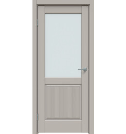 Дверь межкомнатная Concept-672 ПВХ, Шелл грей, остекленная, сатинат белый, царговая