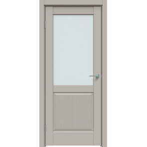 Дверь межкомнатная Concept-672 ПВХ Шелл грей, остекленная, сатинат белый, царговая