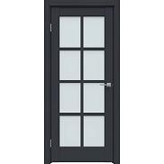 Дверь межкомнатная Design-636 ПВХ Дарк блю, остекленная, сатинат белый, царговая