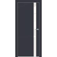 Дверь межкомнатная "Design-702" Дарк блю, вставка Лакобель белый, кромка-матовый хром