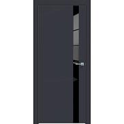Дверь межкомнатная "Design-702" Дарк блю, вставка Лакобель черный, кромка-чёрная матовая