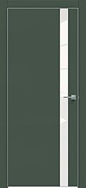 Дверь межкомнатная "Design-702" Дарк грин, вставка Лакобель белый, кромка-матовый хром