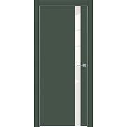 Дверь межкомнатная "Design-702" Дарк грин, вставка Лакобель белый, кромка-матовый хром
