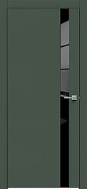 Дверь межкомнатная "Design-702" Дарк грин, вставка Лакобель черный, кромка-чёрная матовая