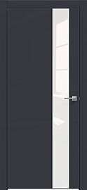 Дверь межкомнатная  "Design-703" Дарк блю стекло Лакобель белый, кромка-чёрная матовая