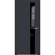 Дверь межкомнатная "Design-703" Дарк блю, вставка Лакобель чёрный, кромка-чёрная матовая
