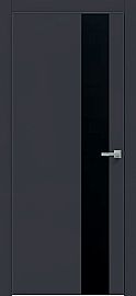 Дверь межкомнатная "Design-703" Дарк блю, вставка Лакобель чёрный, кромка-ABS