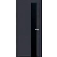 Дверь межкомнатная "Design-703" Дарк блю, вставка Лакобель чёрный, кромка-ABS