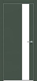 Дверь межкомнатная  "Design-703" Дарк грин стекло Лакобель белый, кромка ABS