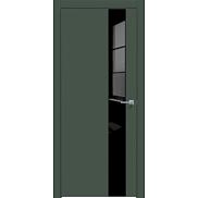 Дверь межкомнатная "Design-703" Дарк грин, вставка Лакобель чёрный, кромка-чёрная матовая