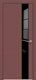 Дверь межкомнатная "Design-703" Лофт ред, вставка Лакобель чёрный, кромка-чёрная матовая