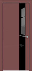 Дверь межкомнатная "Design-703" Лофт ред, вставка Лакобель чёрный, кромка-матовый хром
