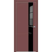 Дверь межкомнатная "Design-703" Лофт ред, вставка Лакобель чёрный, кромка-матовый хром