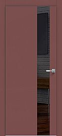 Дверь межкомнатная "Design-703" Лофт ред, вставка Лакобель чёрный, кромка-ABS