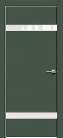 Дверь межкомнатная "Design-704" Дарк грин, вставка Лакобель белый, кромка-матовый хром