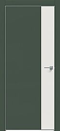 Дверь межкомнатная "Design-708" Дарк грин, вставка Белоснежно матовая, кромка-матовый хром