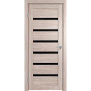 Дверь межкомнатная Future-583 ПВХ, Дуб анкор, остекленная, лакобель чёрный, царговая