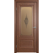 Дверь межкомнатная Future-599 ПВХ, Береза мореная, остекленная, сатин бронза лак прозрачный, царговая