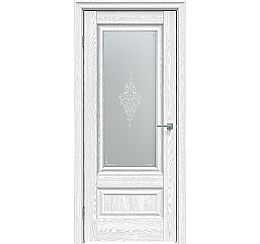 Дверь межкомнатная "Future-599" Дуб патина серый, стекло  Сатин белый лак перламутр