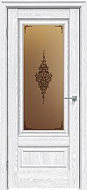 Дверь межкомнатная "Future-599" Дуб патина серый, стекло Сатин бронза бронзовый пигмент