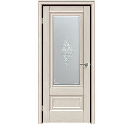 Дверь межкомнатная "Future-599" Дуб Серена керамика, стекло  Сатин белый лак перламутр
