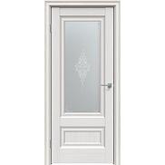 Дверь межкомнатная "Future-599" Дуб Серена светло-серый, стекло  Сатин белый лак перламутр