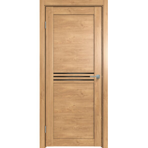 Дверь межкомнатная Future-601 ПВХ Дуб Винчестер светлый, остекленная, лакобель чёрный, царговая