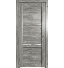 Дверь межкомнатная Future-602 ПВХ, Дуб винчестер серый, остекленная, зеркало, царговая