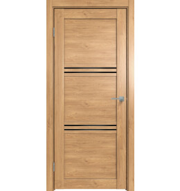 Дверь межкомнатная Future-602 ПВХ, Дуб Винчестер светлый, остекленная, лакобель чёрный, царговая