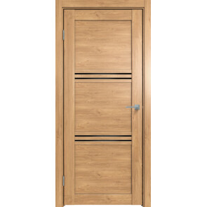 Дверь межкомнатная Future-602 ПВХ Дуб Винчестер светлый, остекленная, лакобель чёрный, царговая