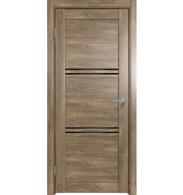 Дверь межкомнатная Future-602 ПВХ, Дуб Винчестер трюфель, остекленная, лакобель чёрный, царговая