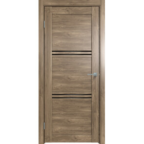 Дверь межкомнатная Future-602 ПВХ Дуб Винчестер трюфель, остекленная, лакобель чёрный, царговая