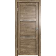 Дверь межкомнатная Future-602 ПВХ Дуб Винчестер трюфель, остекленная, лакобель чёрный, царговая