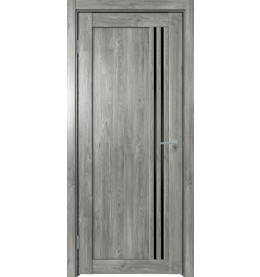 Дверь межкомнатная Future-604 ПВХ, Дуб винчестер серый, остекленная, лакобель чёрный, царговая
